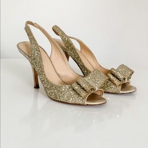 KATE SPADE NEW YORK Bow Accent Glitter slingback